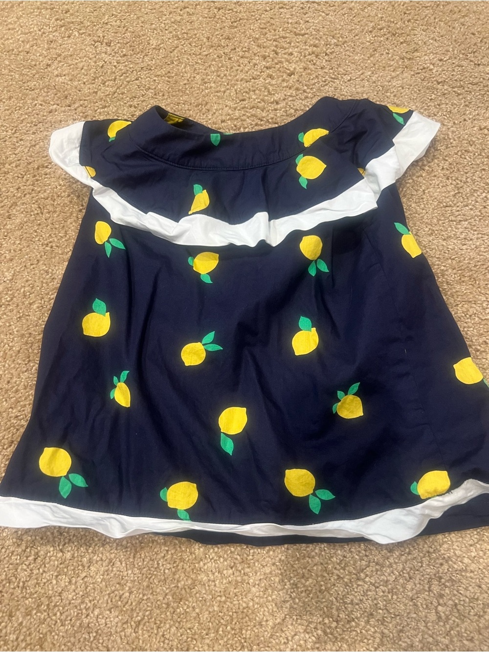Janie & Jack Girls Navy Lemon Print Ruffle Top